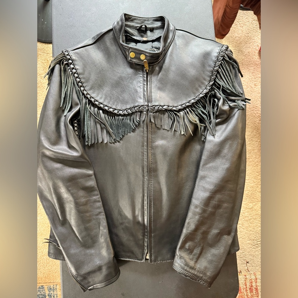 Harley-Davidson Black Leather Jacket with Fringe